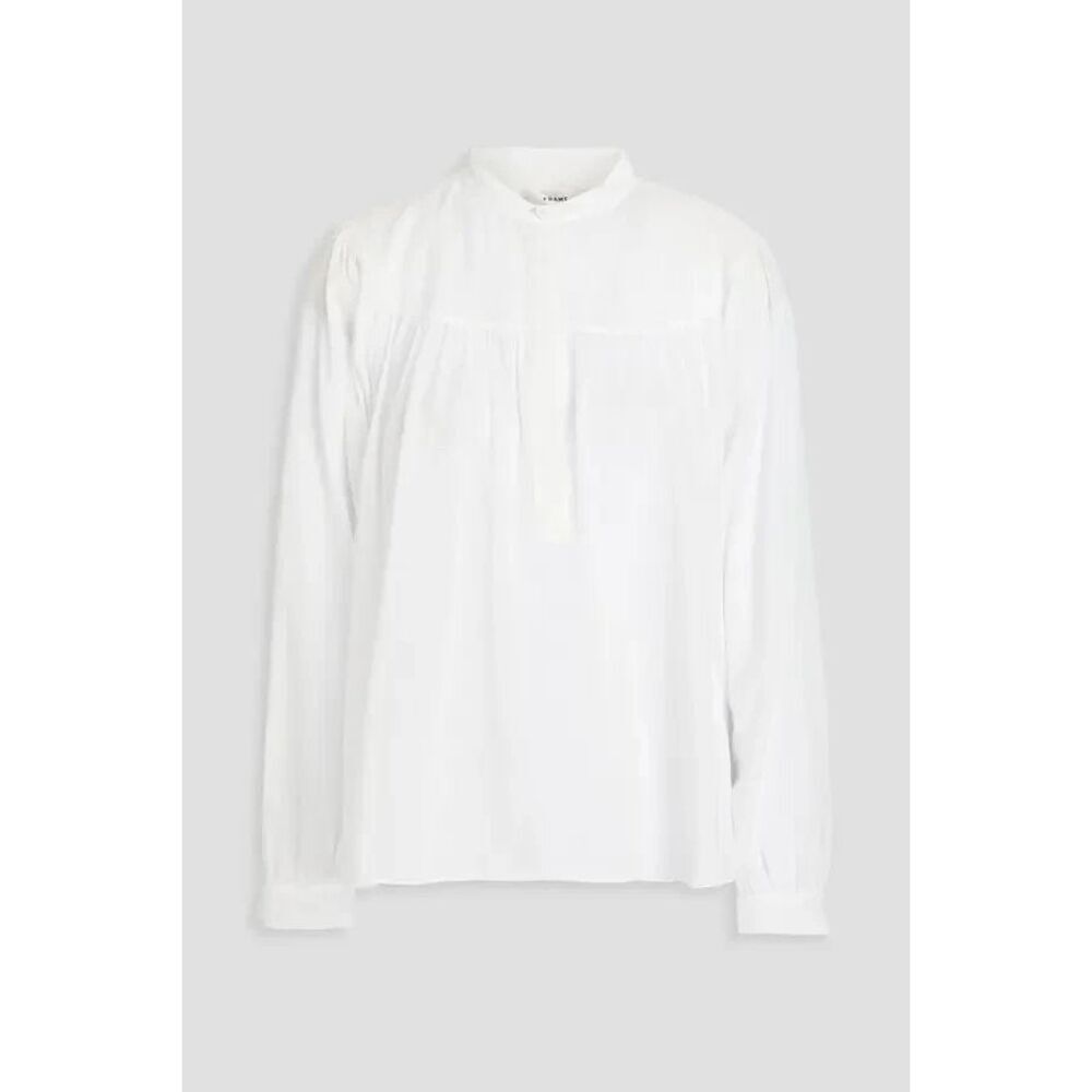 New FRAME Cotton-mousseline blouse in White Size Medium